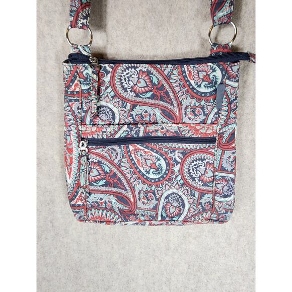 WAVERLY INSPIRATIONS Red Multicolored Paisley Hobo Quilted Hippie Crossbody - Picture 3 of 8